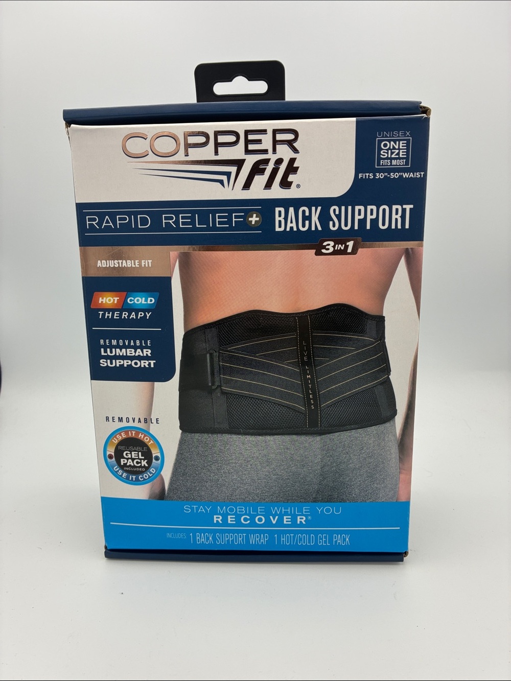 Back Support Wrap with Hot/Cold Gel Pack - Black